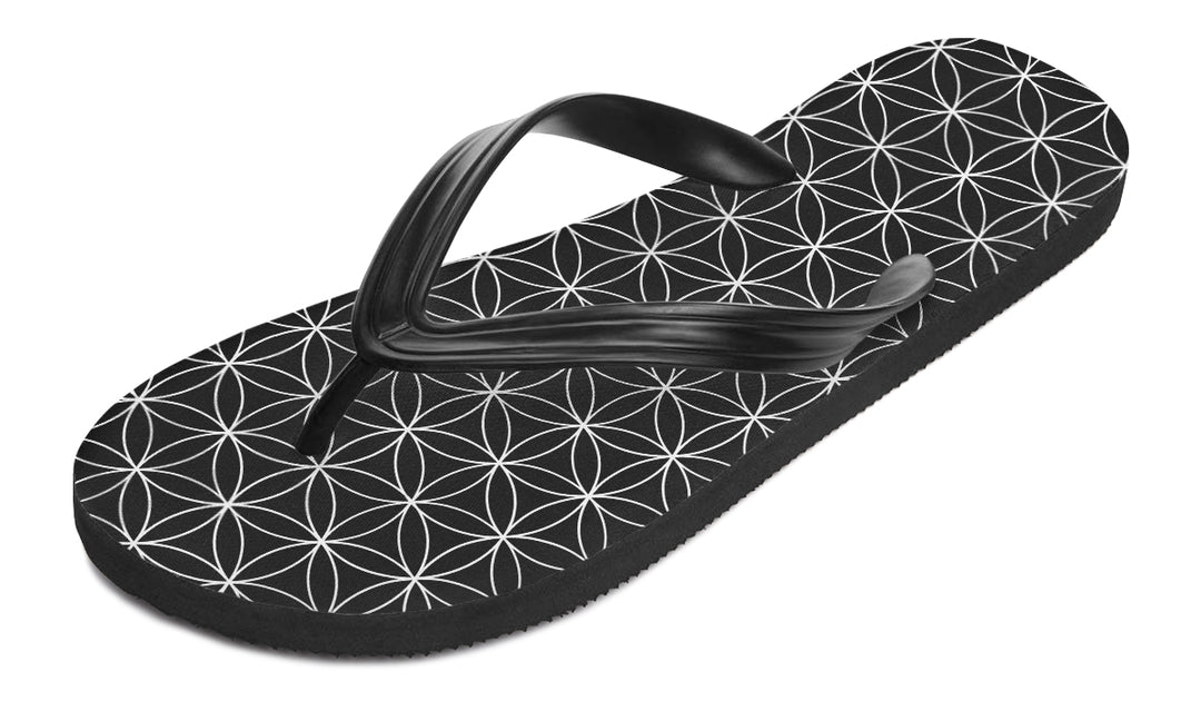 Flower of Life Black Flip Flop Sandals