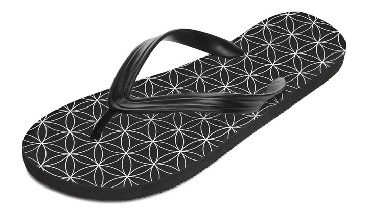 Flower of Life Black Flip Flop Sandals