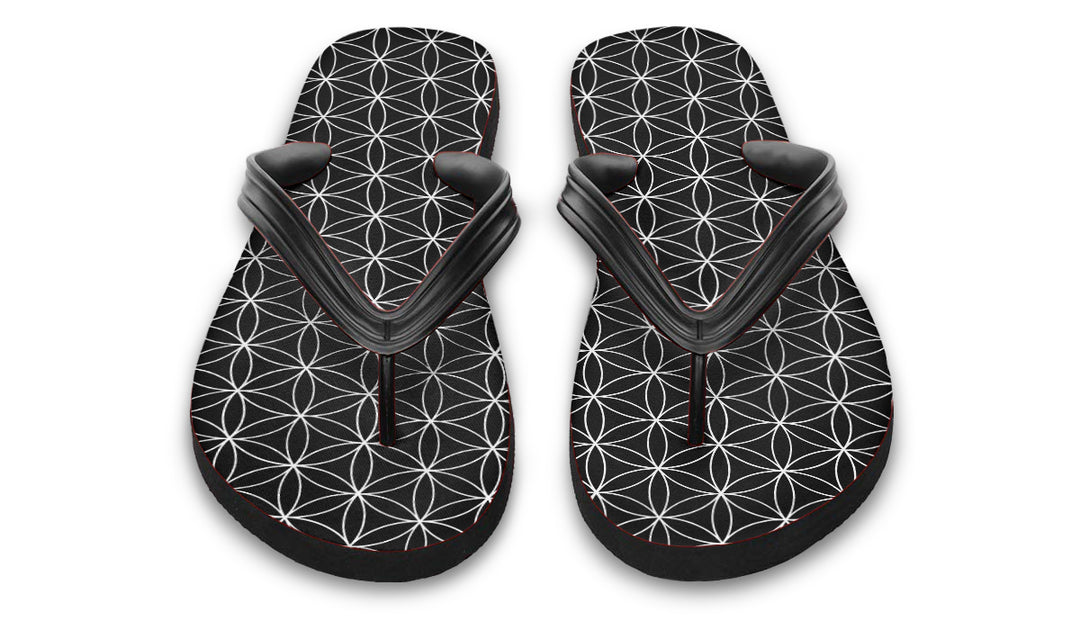 Flower of Life Black Flip Flop Sandals