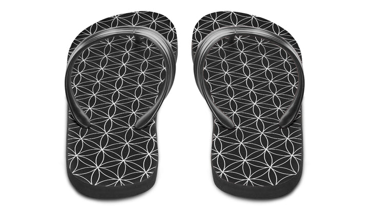 Flower of Life Black Flip Flop Sandals