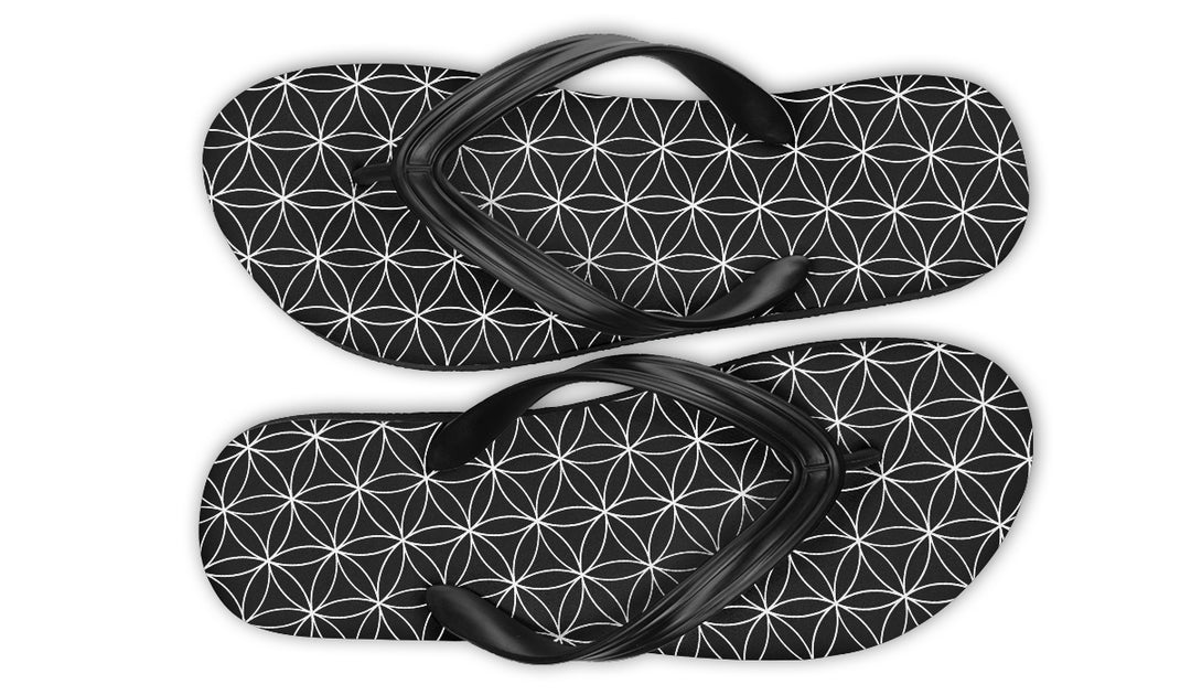 Flower of Life Black Flip Flop Sandals