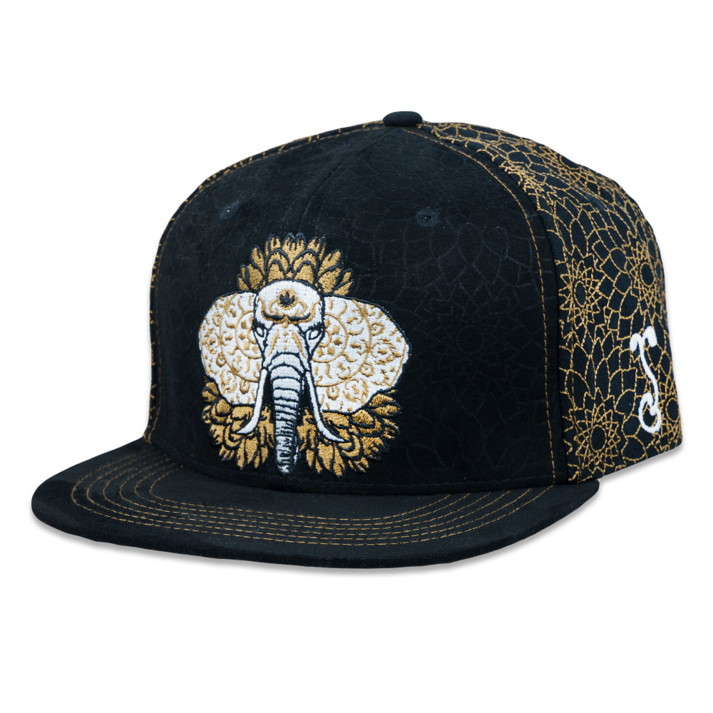 14th Anniversary Dhalia Elephant Black Fitted Hat