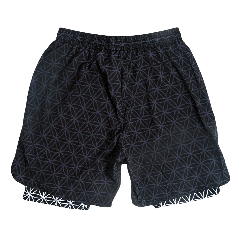 Pantalones cortos deportivos negros Flower of Life