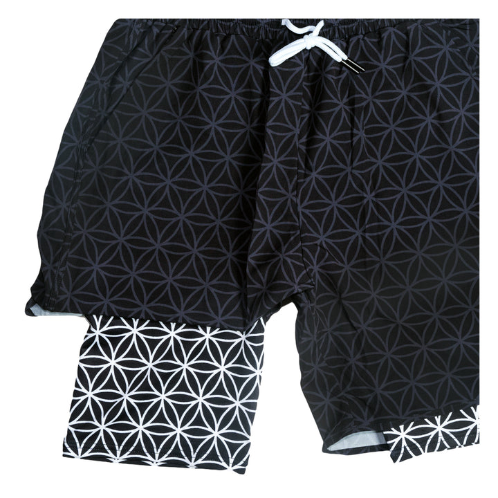 Pantalones cortos deportivos negros Flower of Life