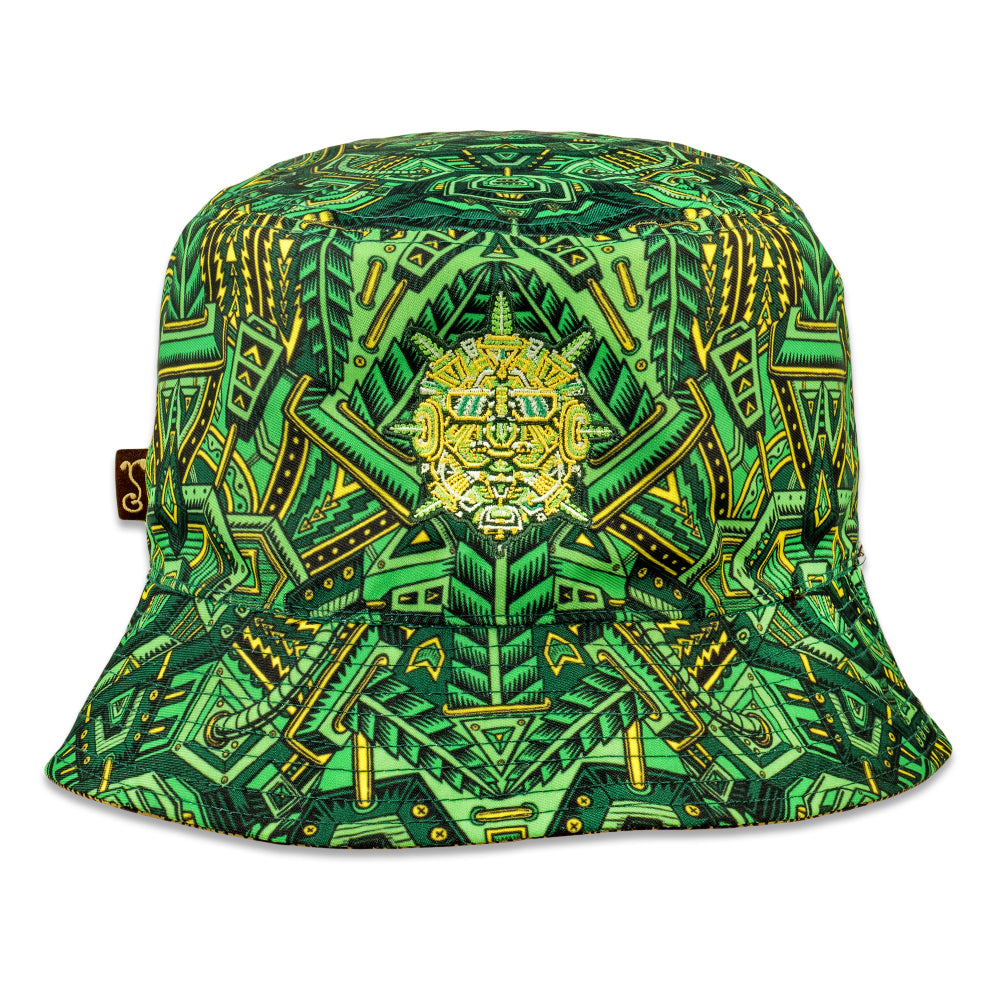 White Bucket Hat with Green under Brim, MADE IN USA!!