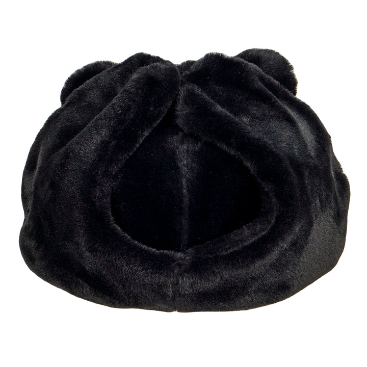 Black Bear Fur Earflap Fitted Hat