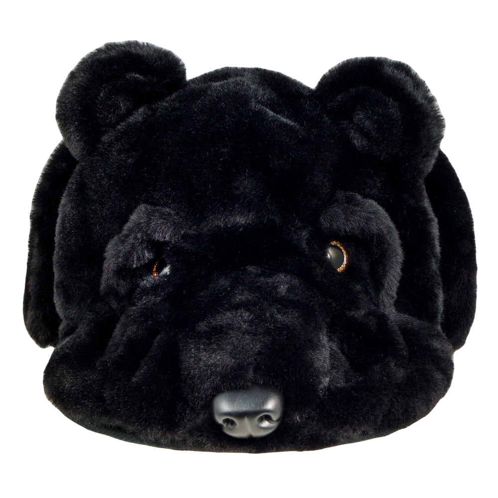 Black Bear Fur Earflap Snapback Hat