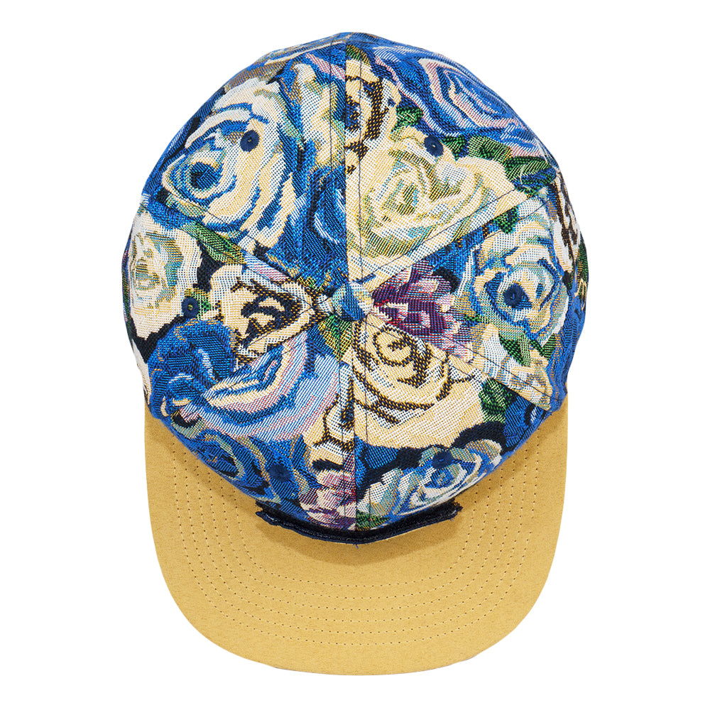 Removable Bear Blue Flowers Fitted Hat