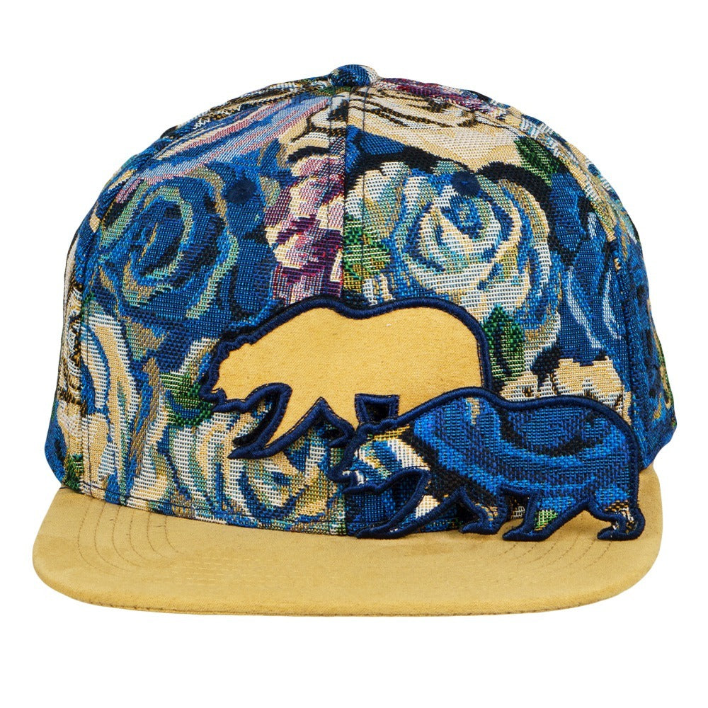 Removable Bear Blue Flowers Fitted Hat