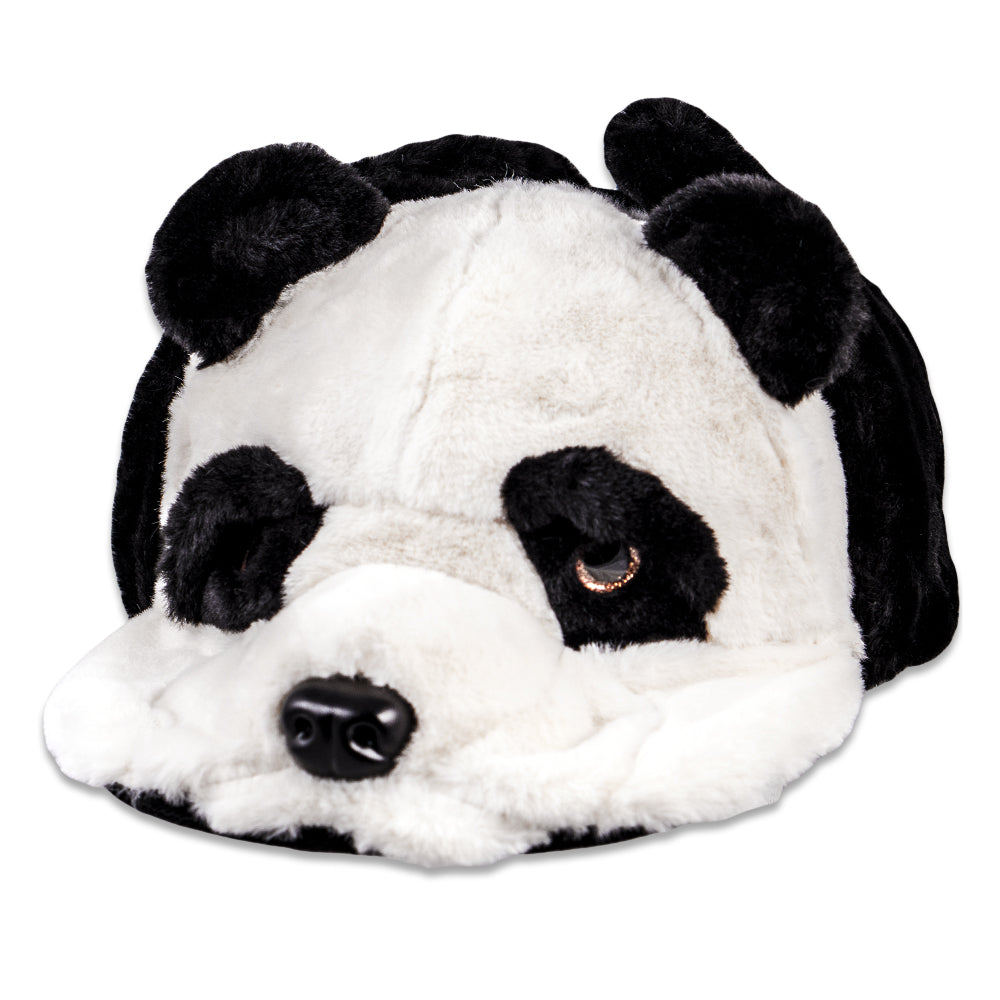 Panda Bear Fur Earflap Fitted Hat