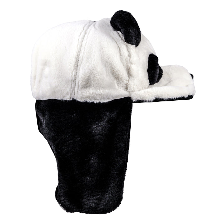 Panda Bear Fur Earflap Fitted Hat