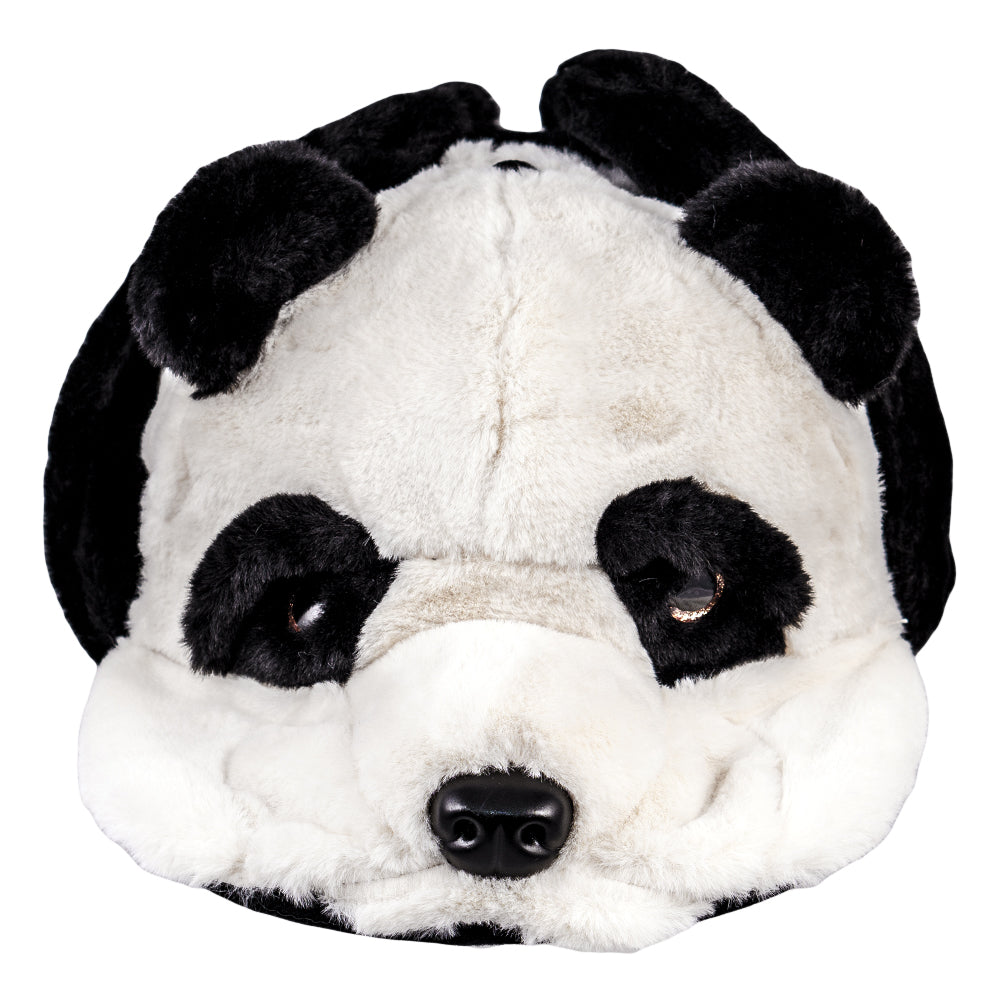 Gorro ajustado con orejeras de piel de oso panda