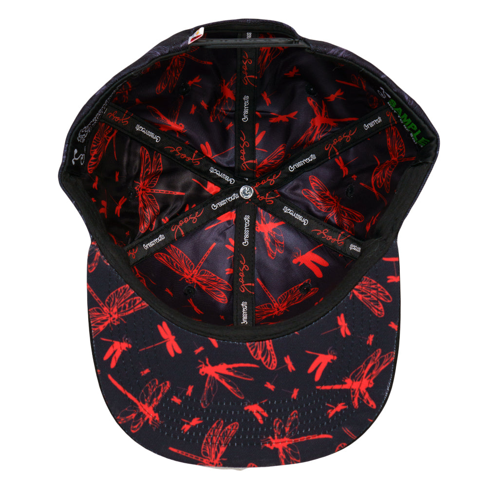 Goose Dragonfly Black Snapback Hat