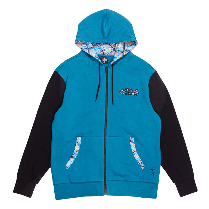 Sudadera con capucha y cremallera azul Paisley de The Band