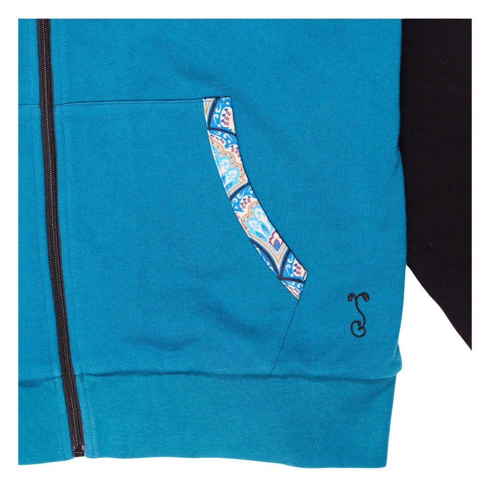 Sudadera con capucha y cremallera azul Paisley de The Band