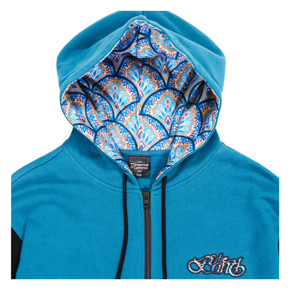 Sudadera con capucha y cremallera azul Paisley de The Band