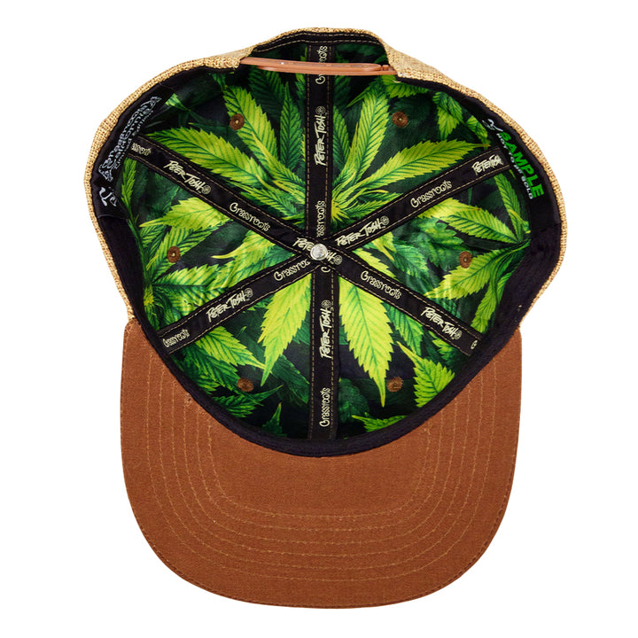 Gorra con visera ajustable con hojas color canela de Peter Tosh