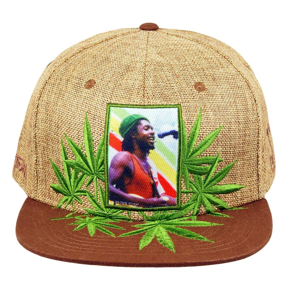 Gorra con visera ajustable con hojas color canela de Peter Tosh