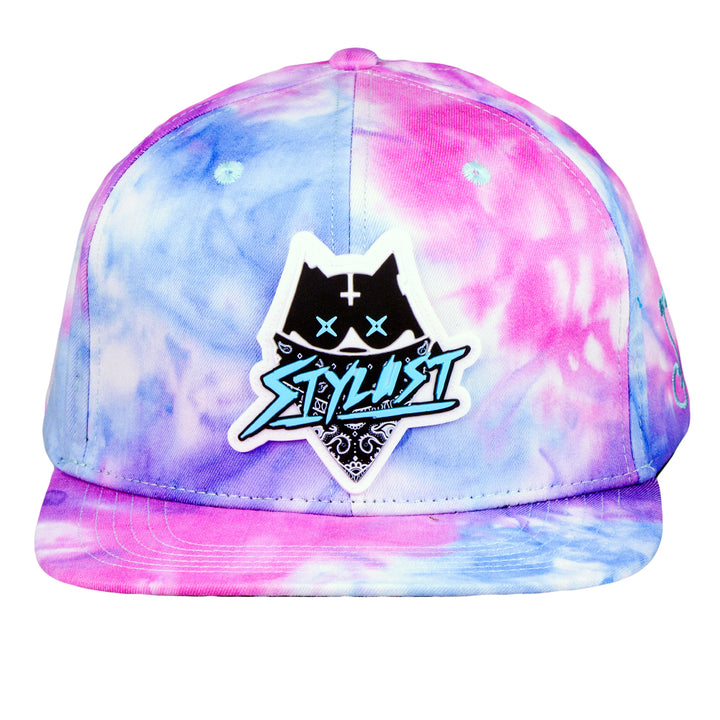 Gorra con bandana y diseño de gato teñido a mano de Stylust