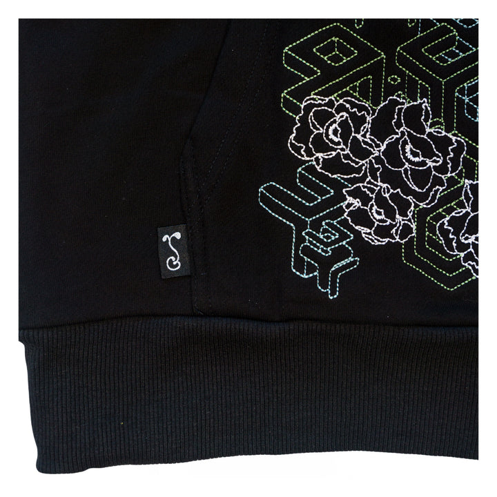 Sudadera con capucha negra alta del 15.º aniversario