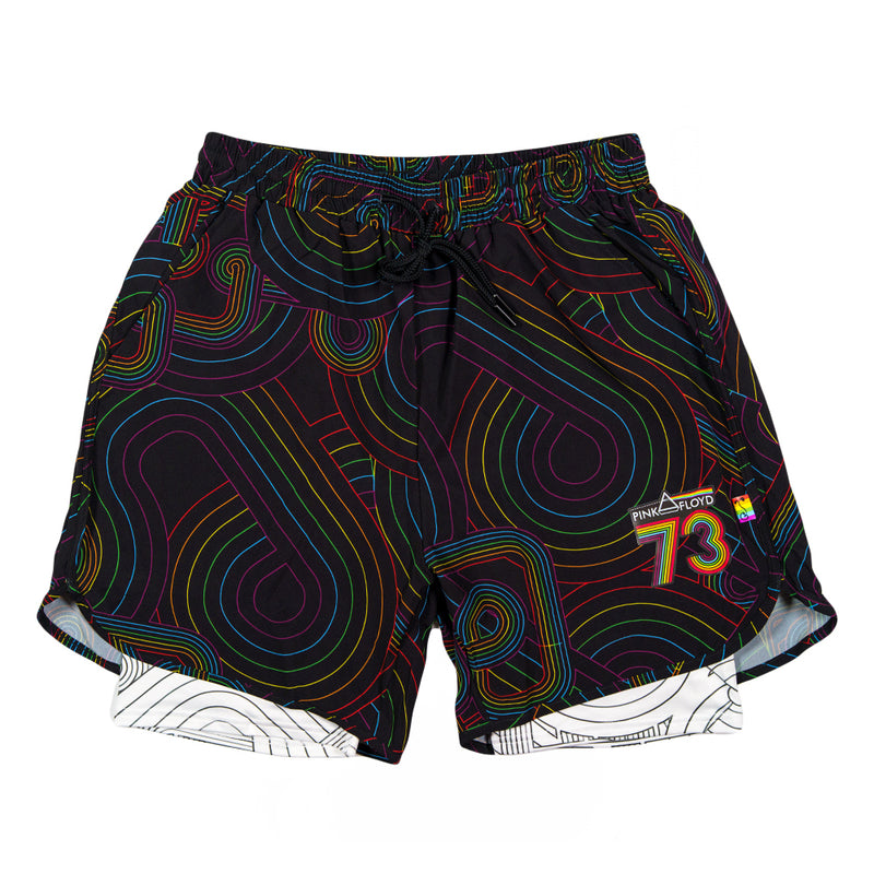 Pink Floyd DSOTM V2 Black Rainbow Athletic Liner Shorts