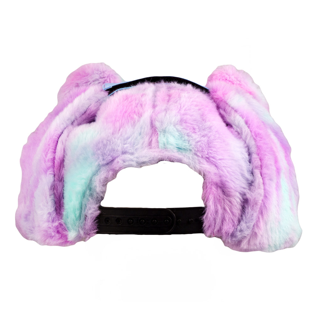 Purple Bear Fur Earflap Snapback Hat