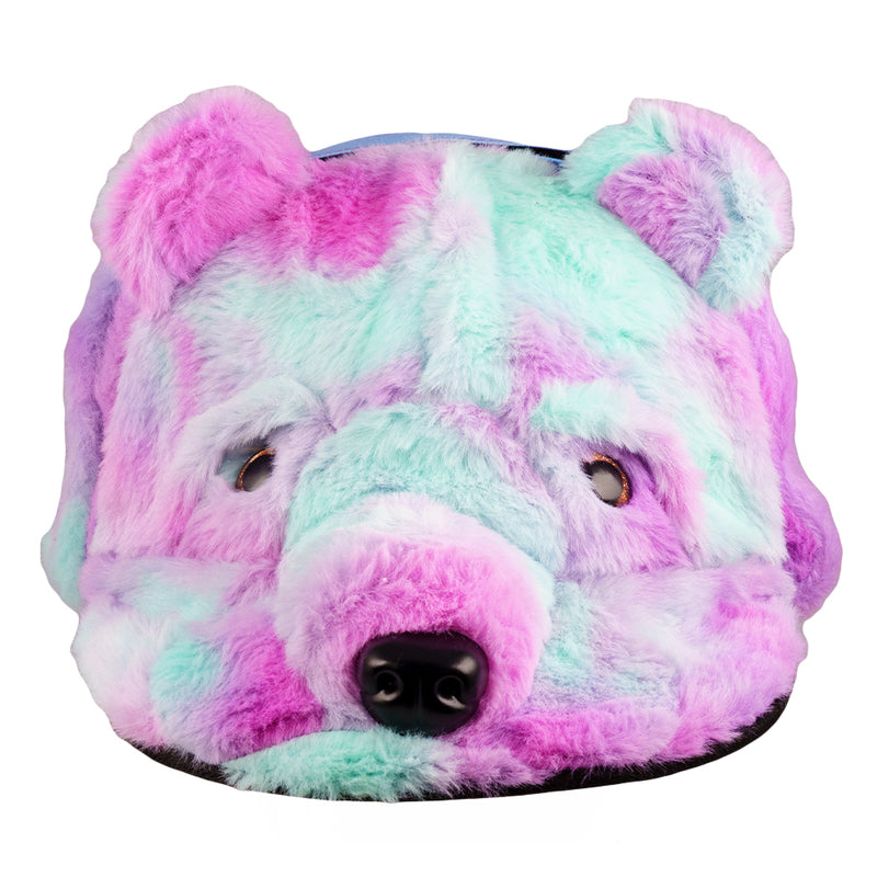 Gorra con orejeras de piel de oso morado