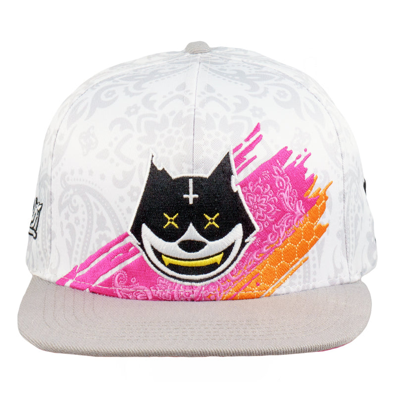 Stylust Paisley Cat White Snapback Hat