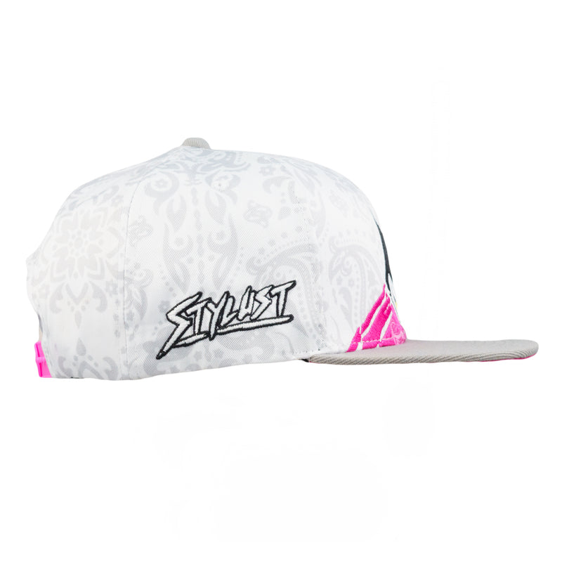 Stylust Paisley Cat White Snapback Hat