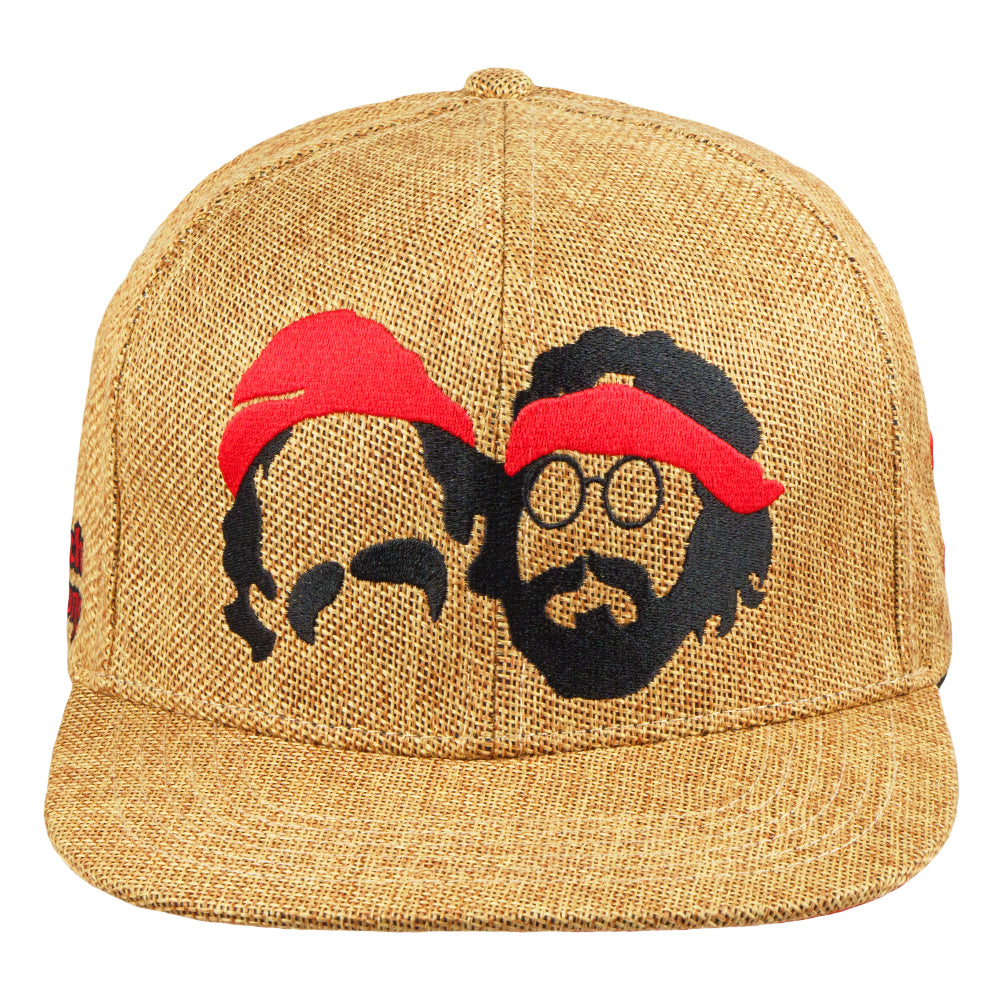 Gorra snapback con silueta de Cheech and Chong en color canela 