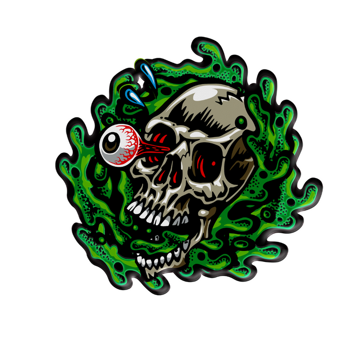 Jimbo Phillips Never Summer Green Skull Pin