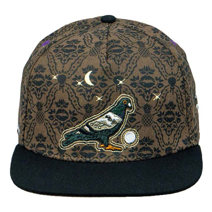 Pigeons Playing Ping Pong Black Snapback Hat