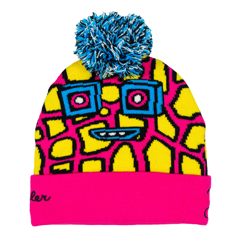 Killer Acid Mushroom Yellow Pom Beanie