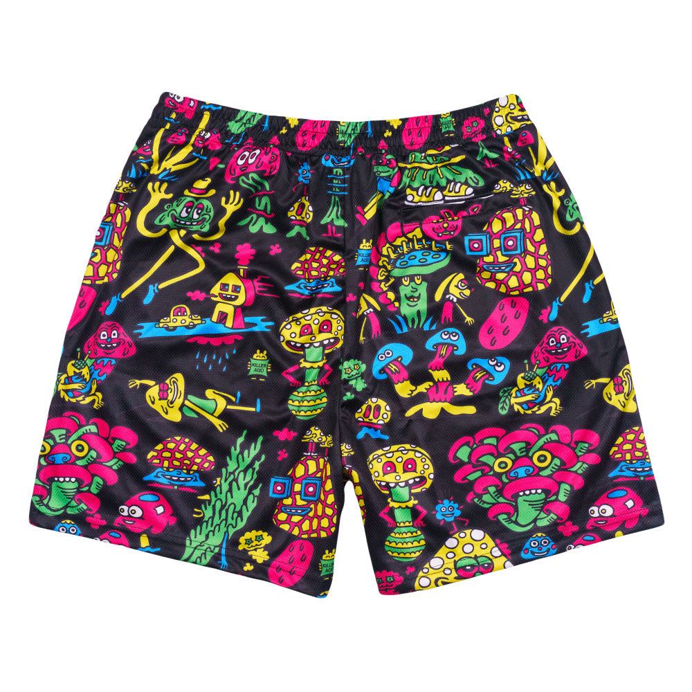 Killer Acid Mushroom Black Mesh Shorts