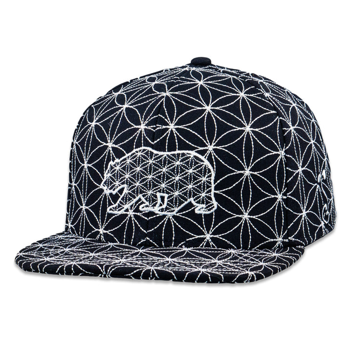 Flower of Life Bear Black Snapback Hat