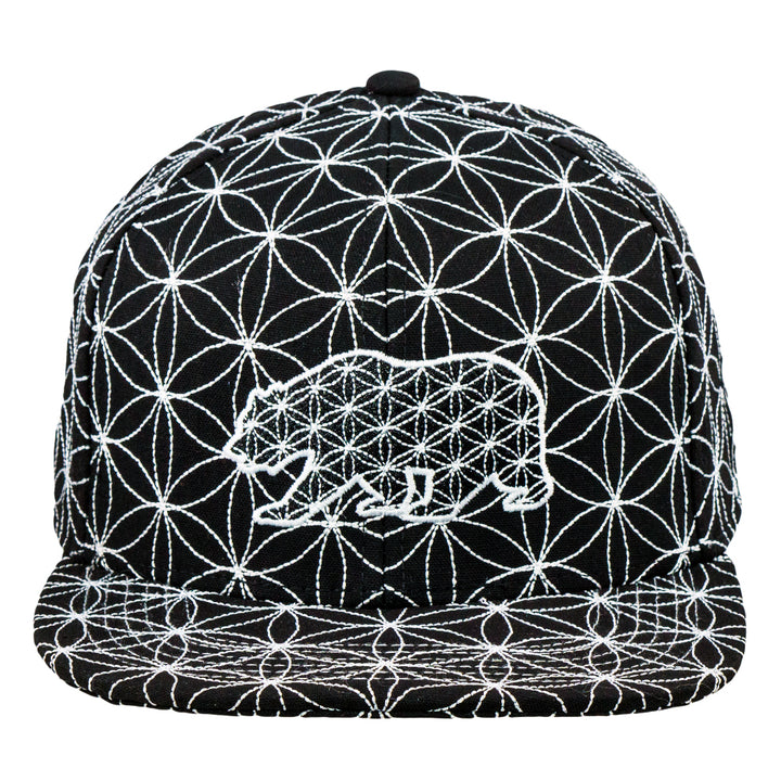 Flower of Life Bear Black Snapback Hat