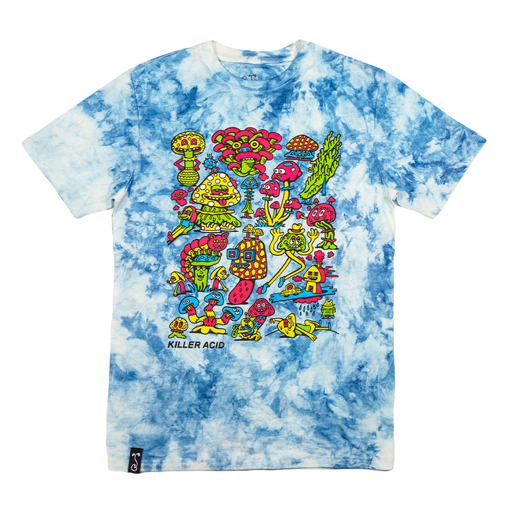 Killer Acid Mushroom Blue Tie Dye T Shirt