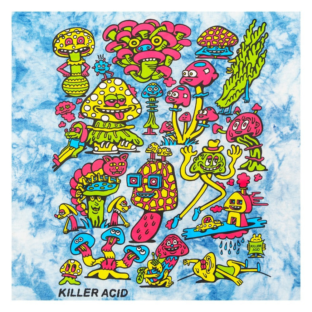 Killer Acid Mushroom Blue Tie Dye T Shirt