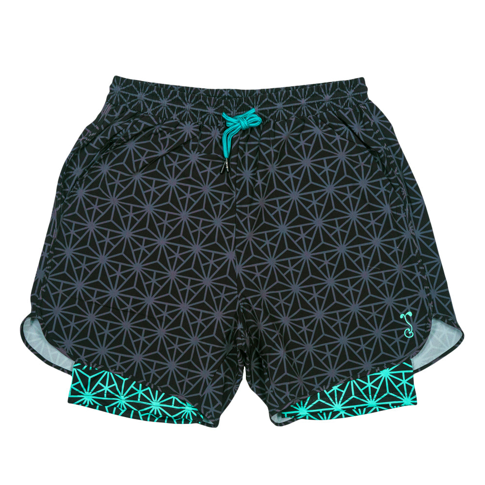 Geo Triangles Black Athletic Liner Shorts