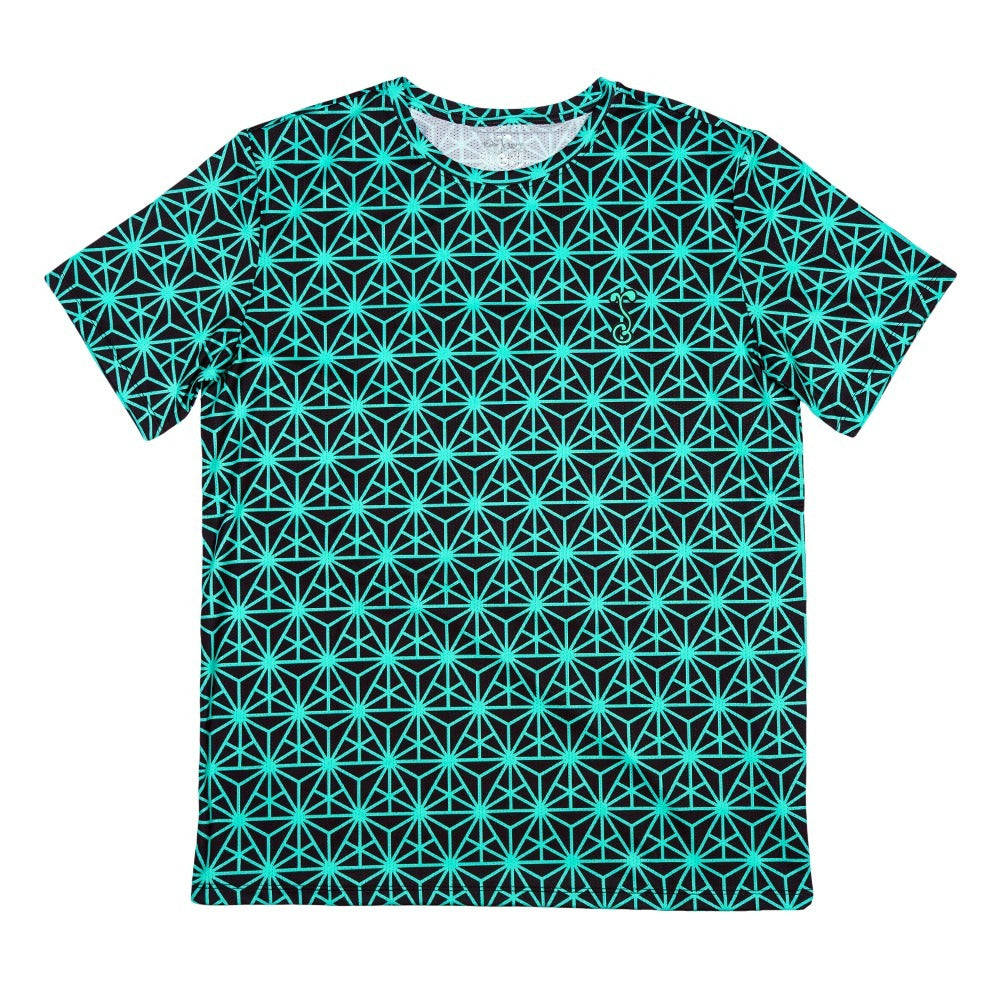 Geo Triangles Teal Athletic T Shirt