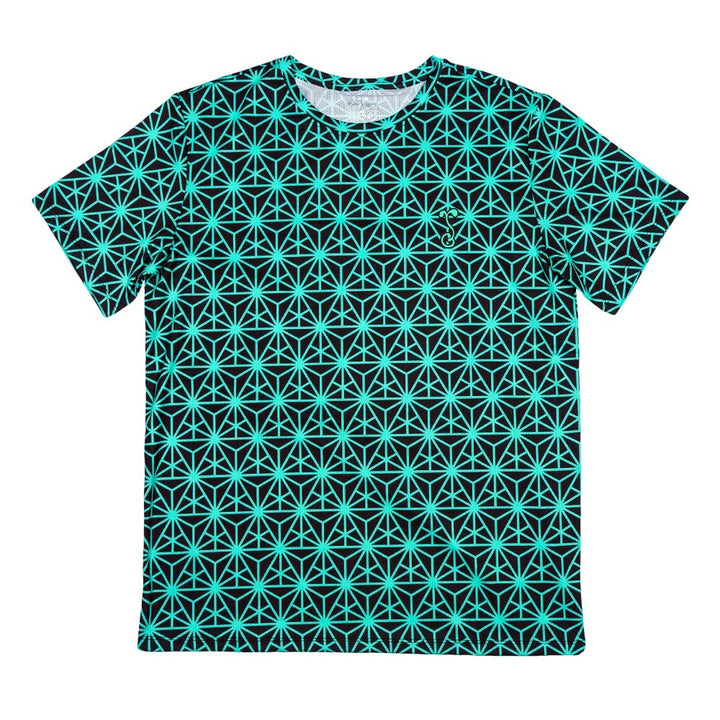 Geo Triangles Teal Athletic T Shirt