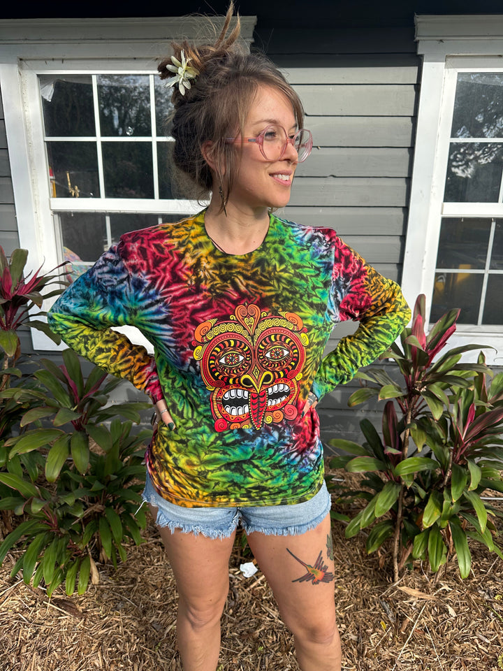 Rainbow/Rasta Tribal Mask 2023 Tie Dye T Shirt