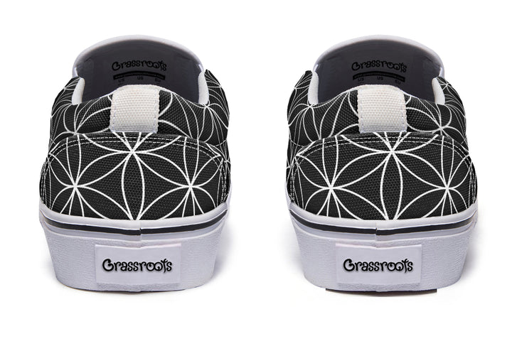 Flower of Life Black Slip On Shoes