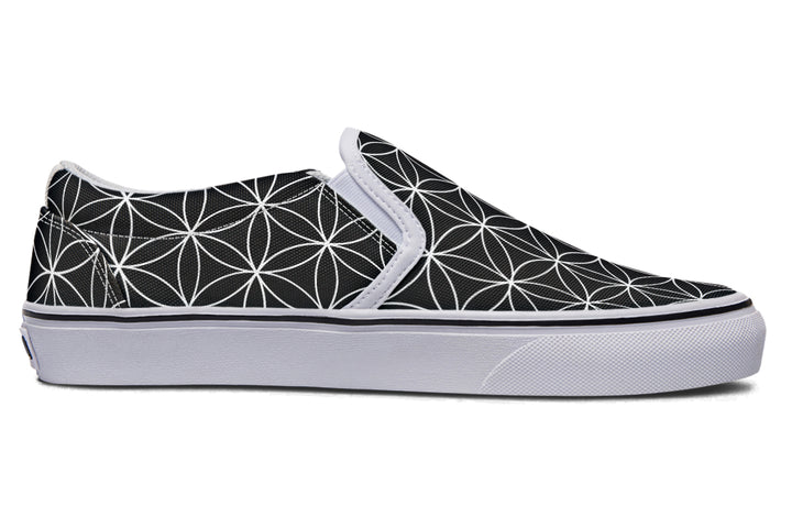 Flower of Life Black Slip On Shoes