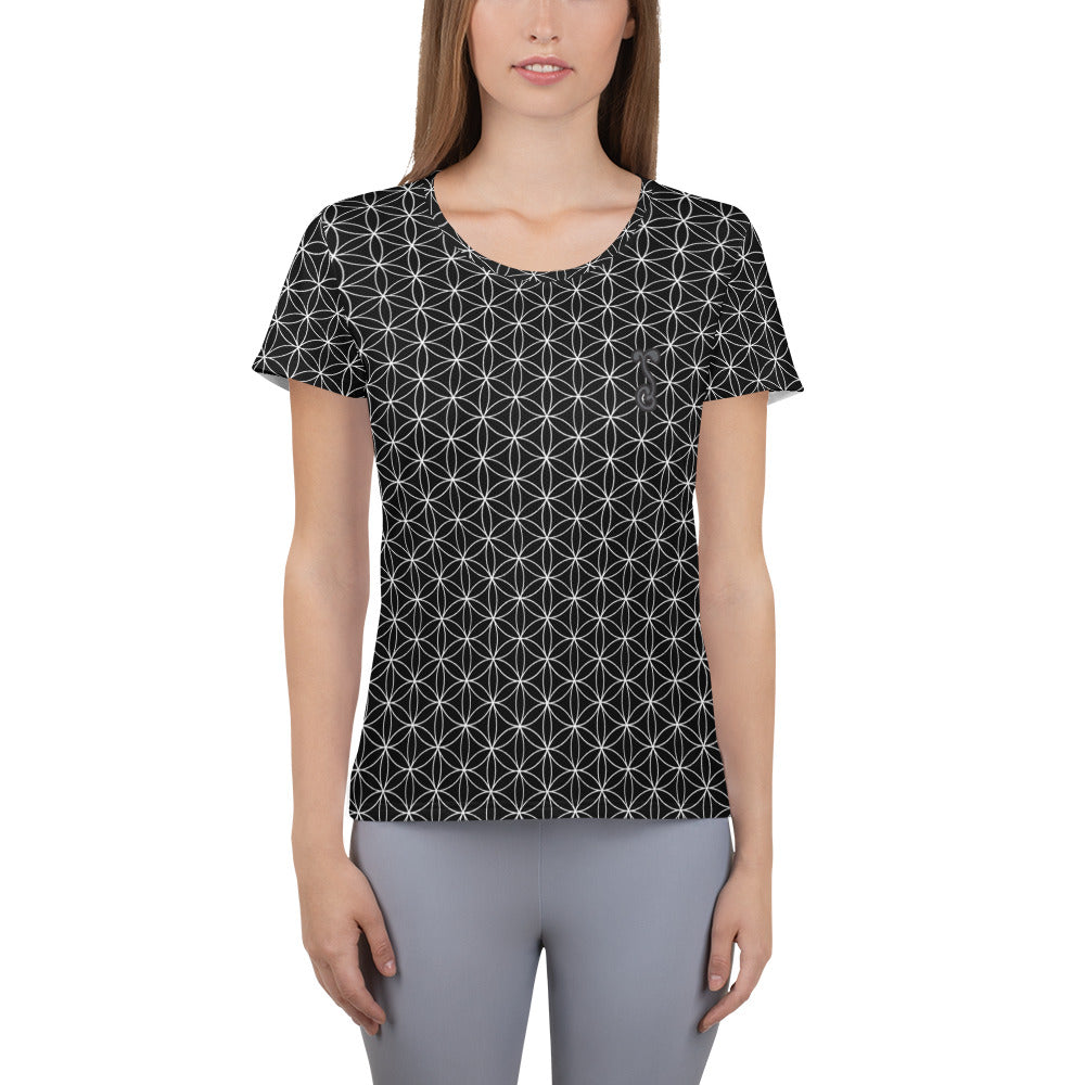 Flower of Life Black Womens Athletic T Shirt