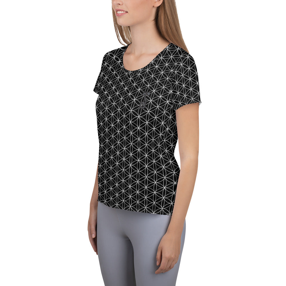 Flower of Life Black Womens Athletic T Shirt