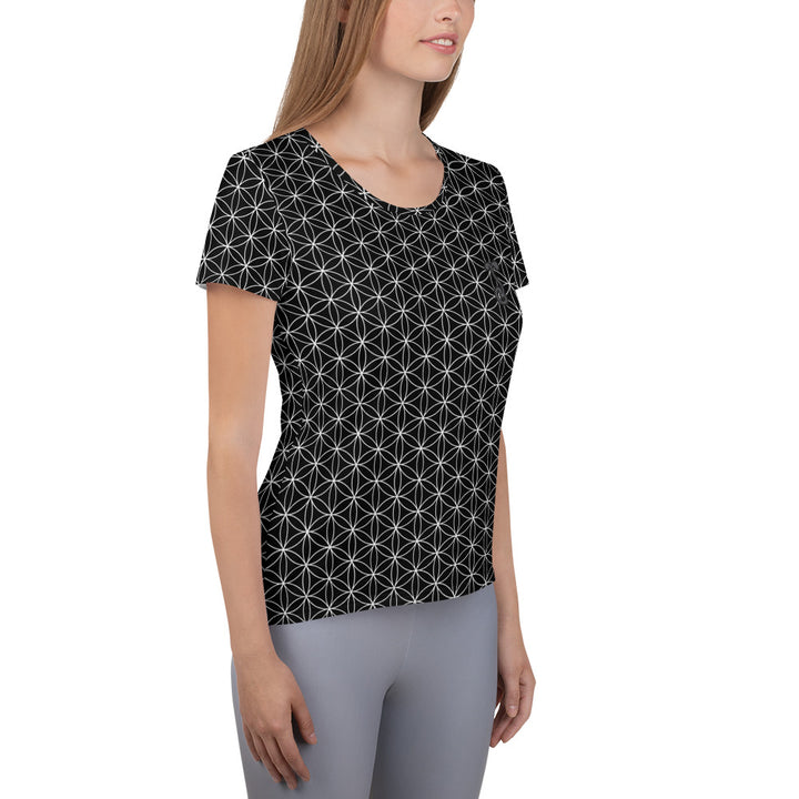 Flower of Life Black Womens Athletic T Shirt