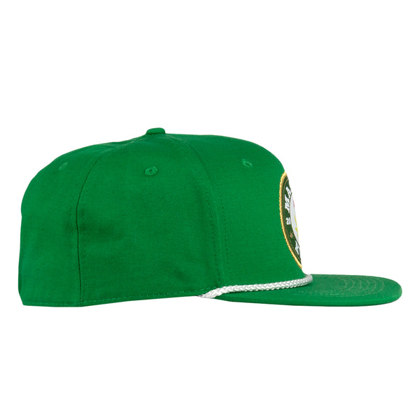 Green Fitted Hat with Black Leaf