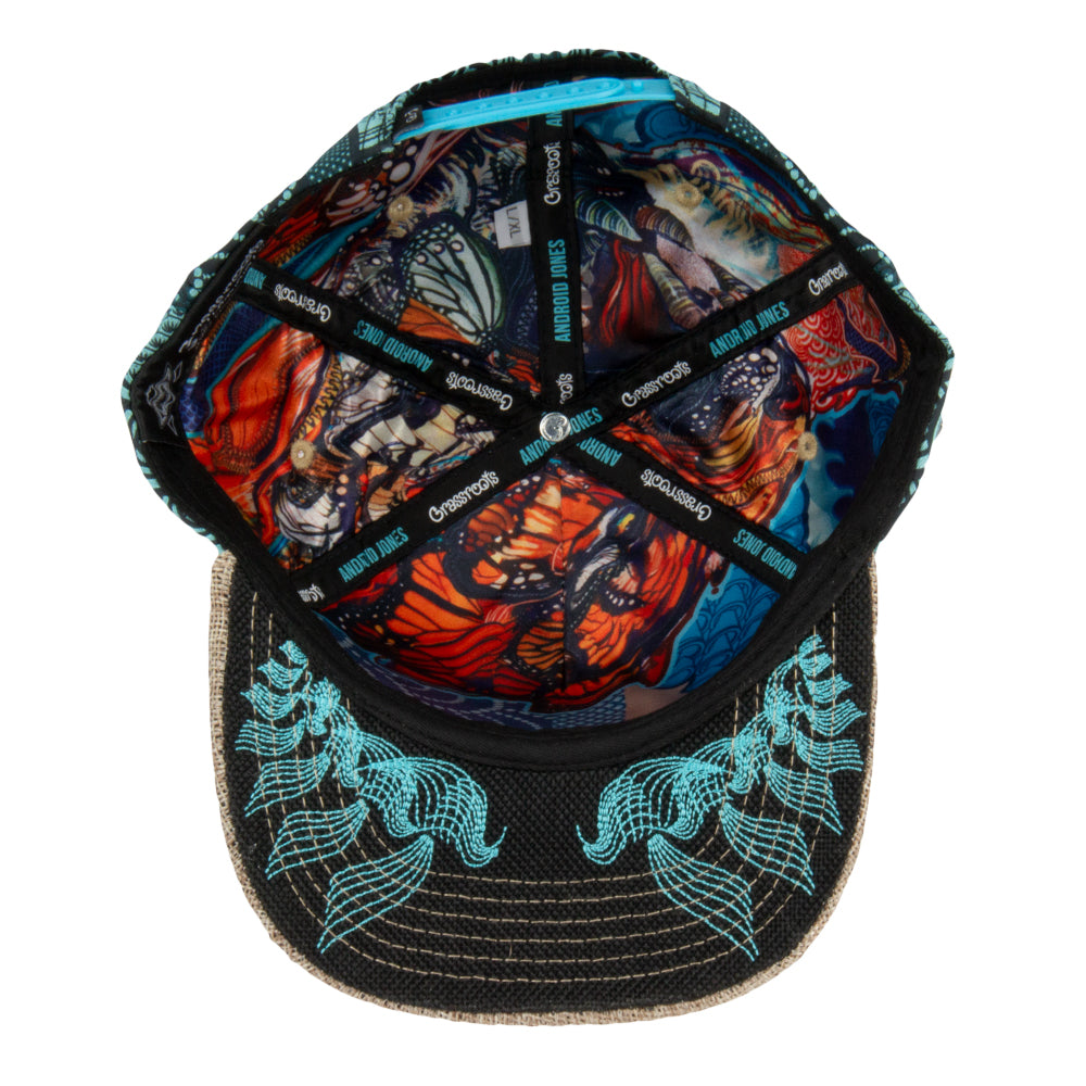 Gorra de béisbol tejida con cierre trasero azul Tiger Swallowtail V2 de Android Jones