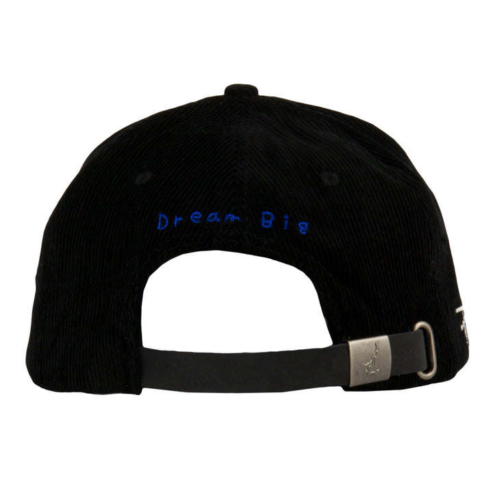 Gorra negra con correa en la parte posterior y logotipo removible Columbine de Phlo Designs